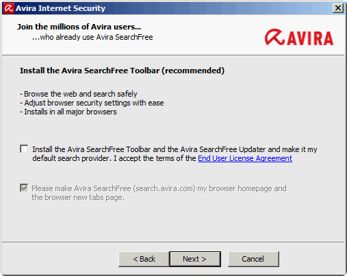 Avira Toolbar and search