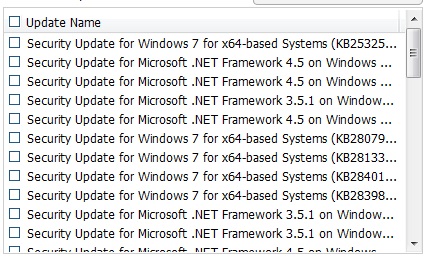 Windows update list