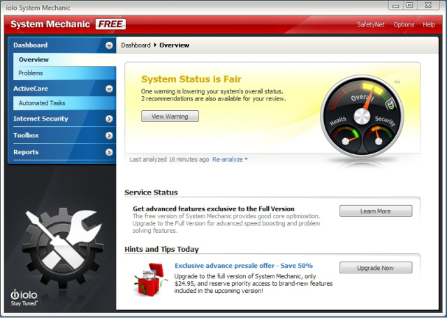 System Mechanic Main Interface